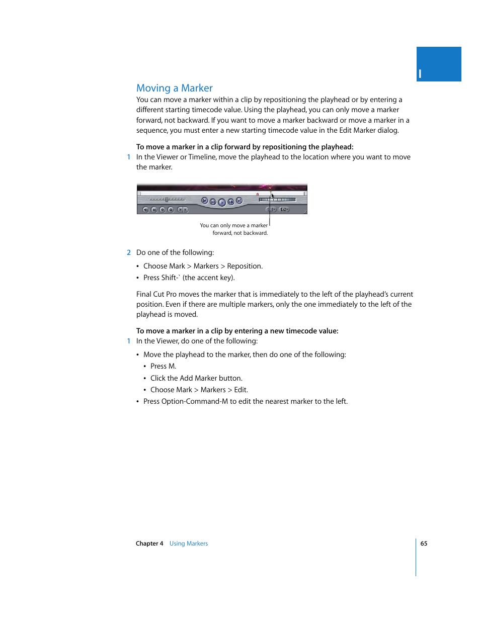 Moving a marker | Apple Final Cut Pro 6 User Manual | Page 398 / 2033