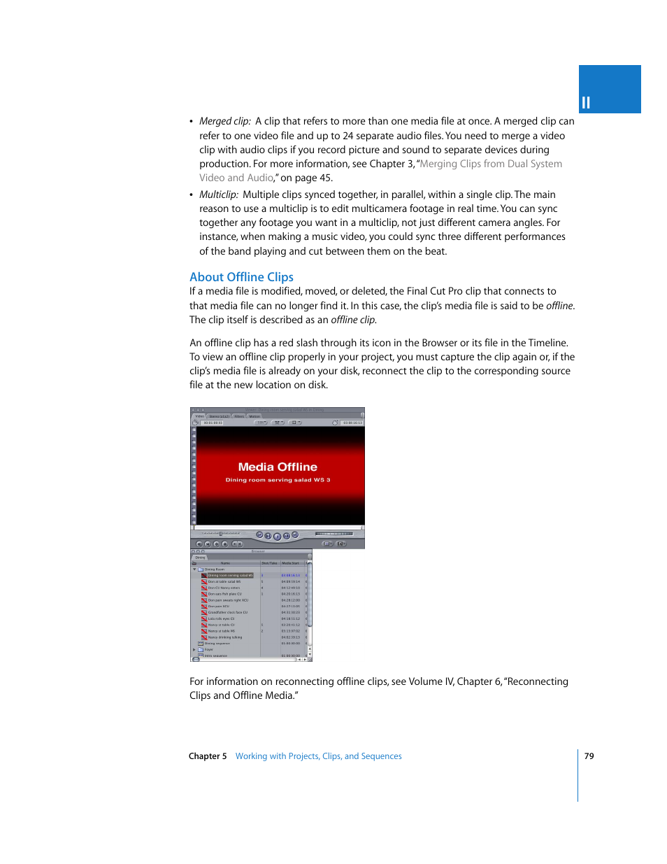 About offline clips | Apple Final Cut Pro 6 User Manual | Page 412 / 2033