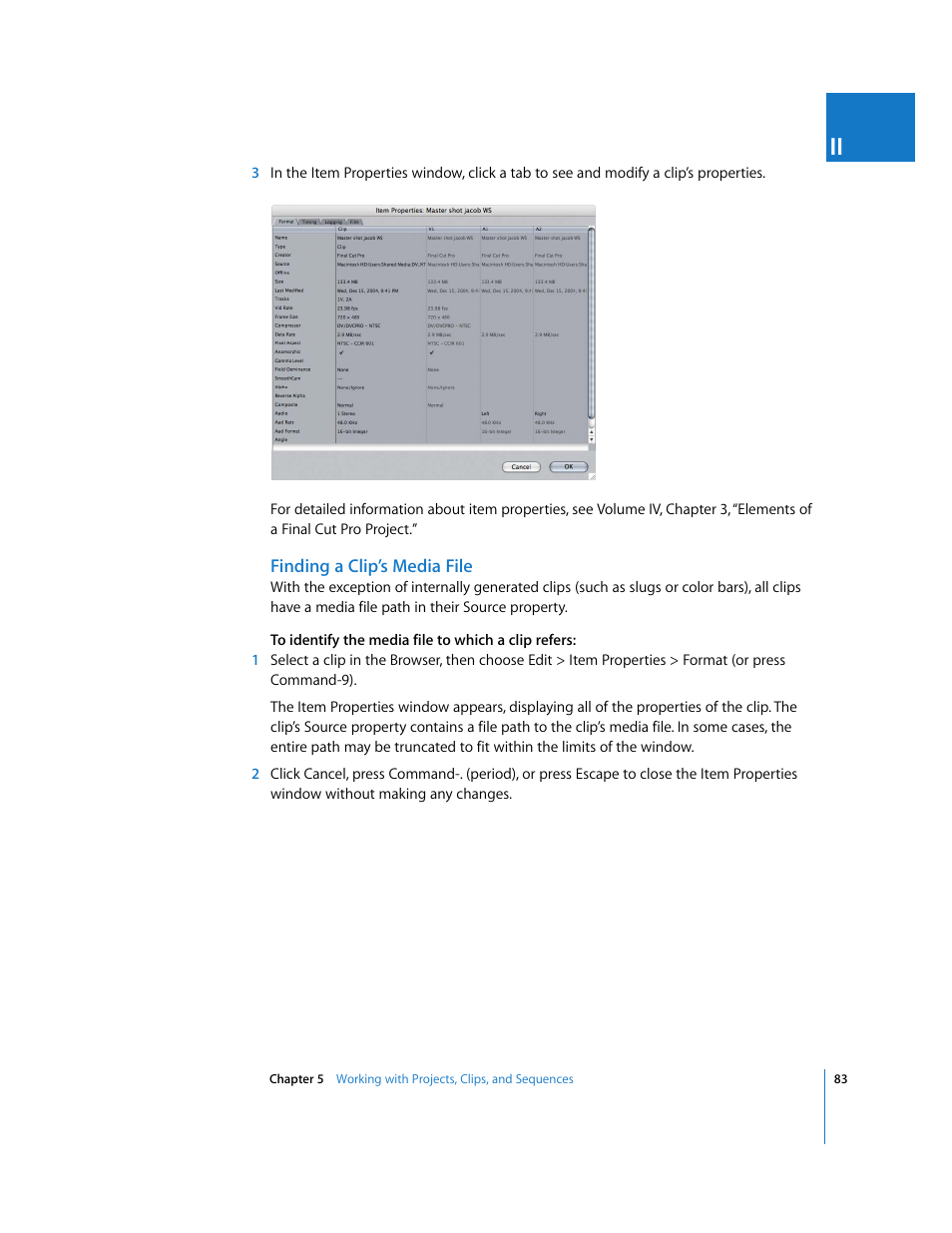 Finding a clip’s media file | Apple Final Cut Pro 6 User Manual | Page 416 / 2033