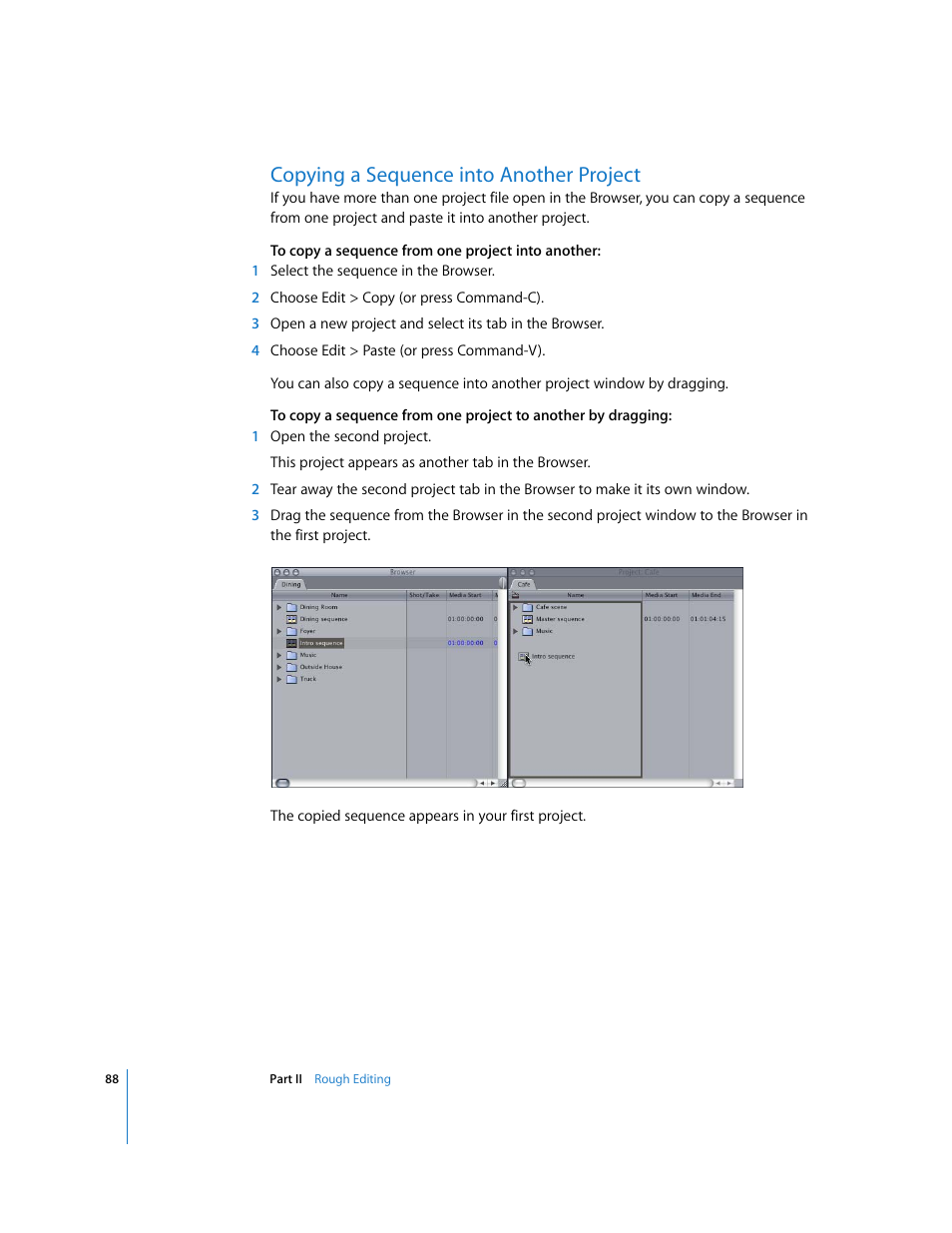 Copying a sequence into another project | Apple Final Cut Pro 6 User Manual | Page 421 / 2033