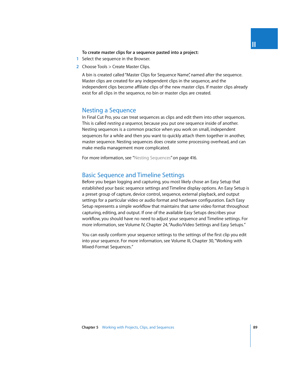 Nesting a sequence, Basic sequence and timeline settings | Apple Final Cut Pro 6 User Manual | Page 422 / 2033