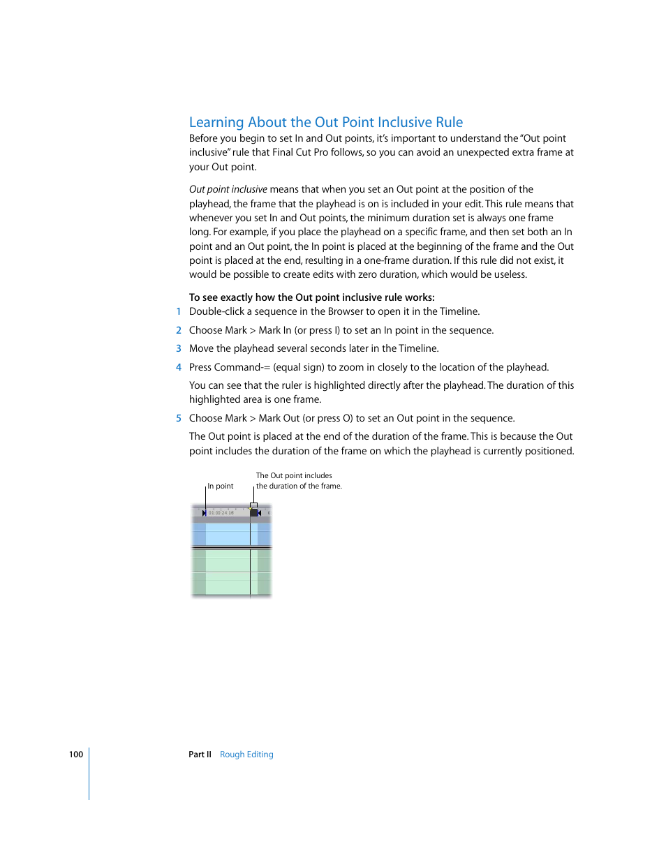 Learning about the out point inclusive rule | Apple Final Cut Pro 6 User Manual | Page 433 / 2033