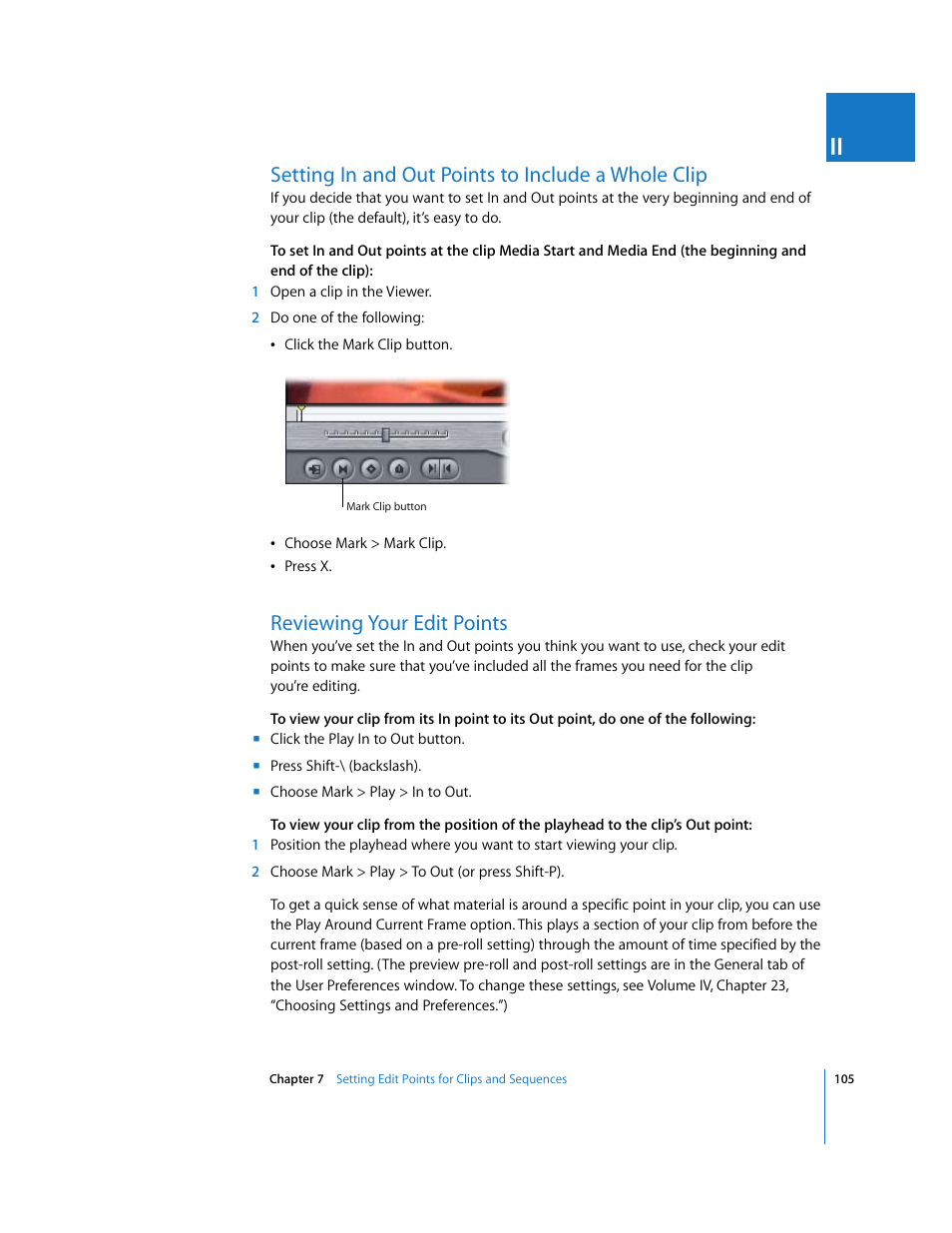 Setting in and out points to include a whole clip, Reviewing your edit points | Apple Final Cut Pro 6 User Manual | Page 438 / 2033