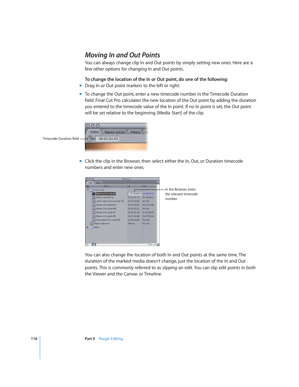 Moving in and out points, P. 116) | Apple Final Cut Pro 6 User Manual | Page 449 / 2033