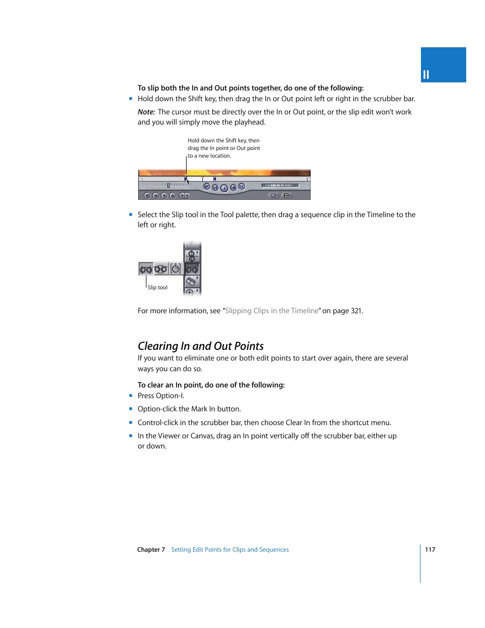 Clearing in and out points, P. 117) | Apple Final Cut Pro 6 User Manual | Page 450 / 2033