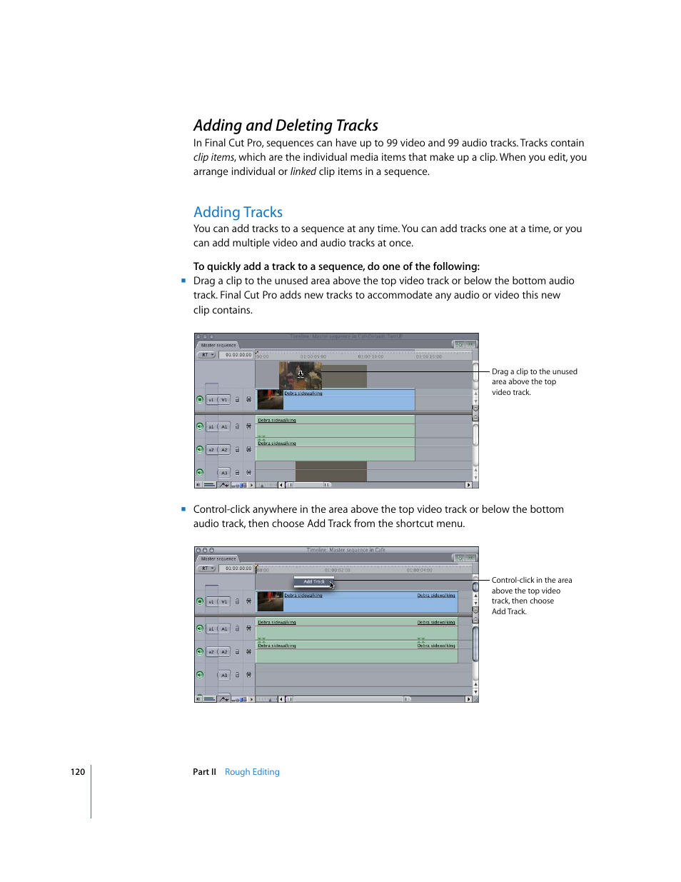 Adding and deleting tracks, Adding tracks, P. 120) | Apple Final Cut Pro 6 User Manual | Page 453 / 2033