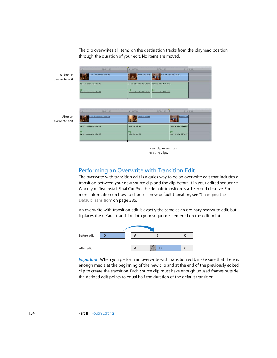 Performing an overwrite with transition edit | Apple Final Cut Pro 6 User Manual | Page 487 / 2033