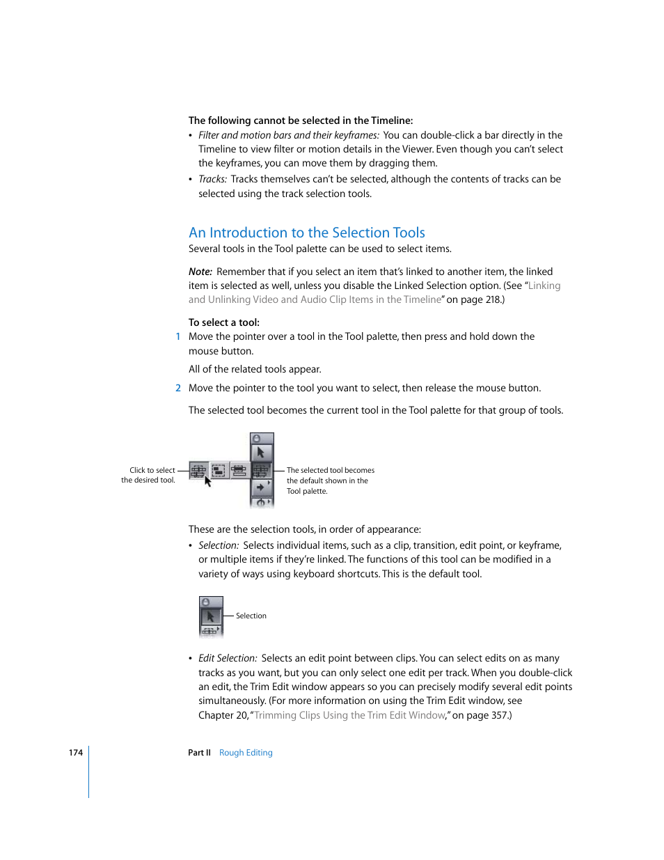 An introduction to the selection tools | Apple Final Cut Pro 6 User Manual | Page 507 / 2033