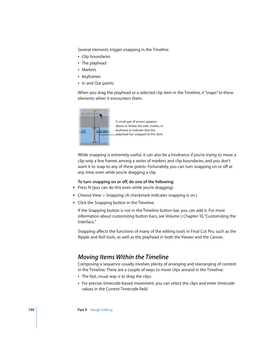 Moving items within the timeline, P. 190) | Apple Final Cut Pro 6 User Manual | Page 523 / 2033