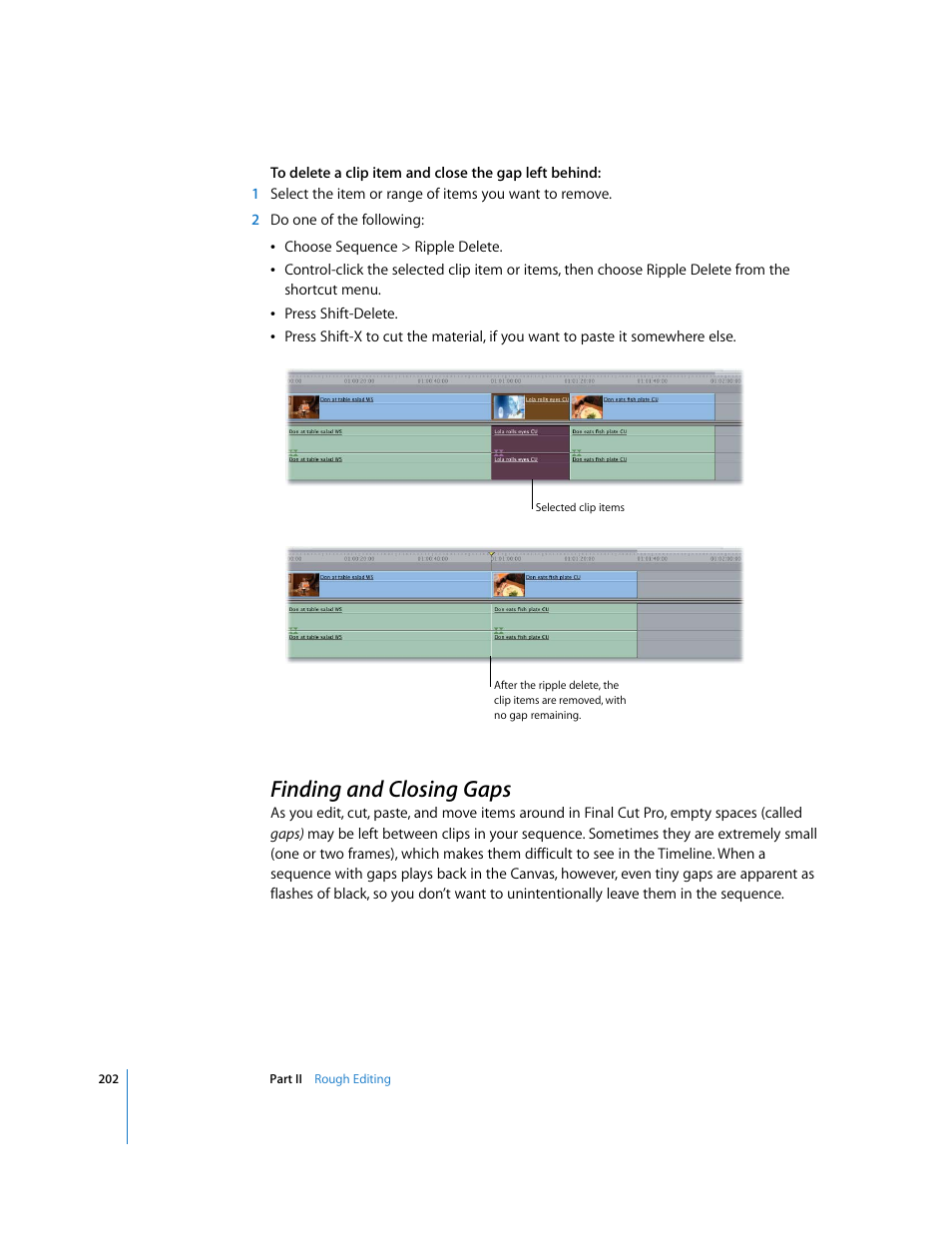 Finding and closing gaps, P. 202) | Apple Final Cut Pro 6 User Manual | Page 535 / 2033