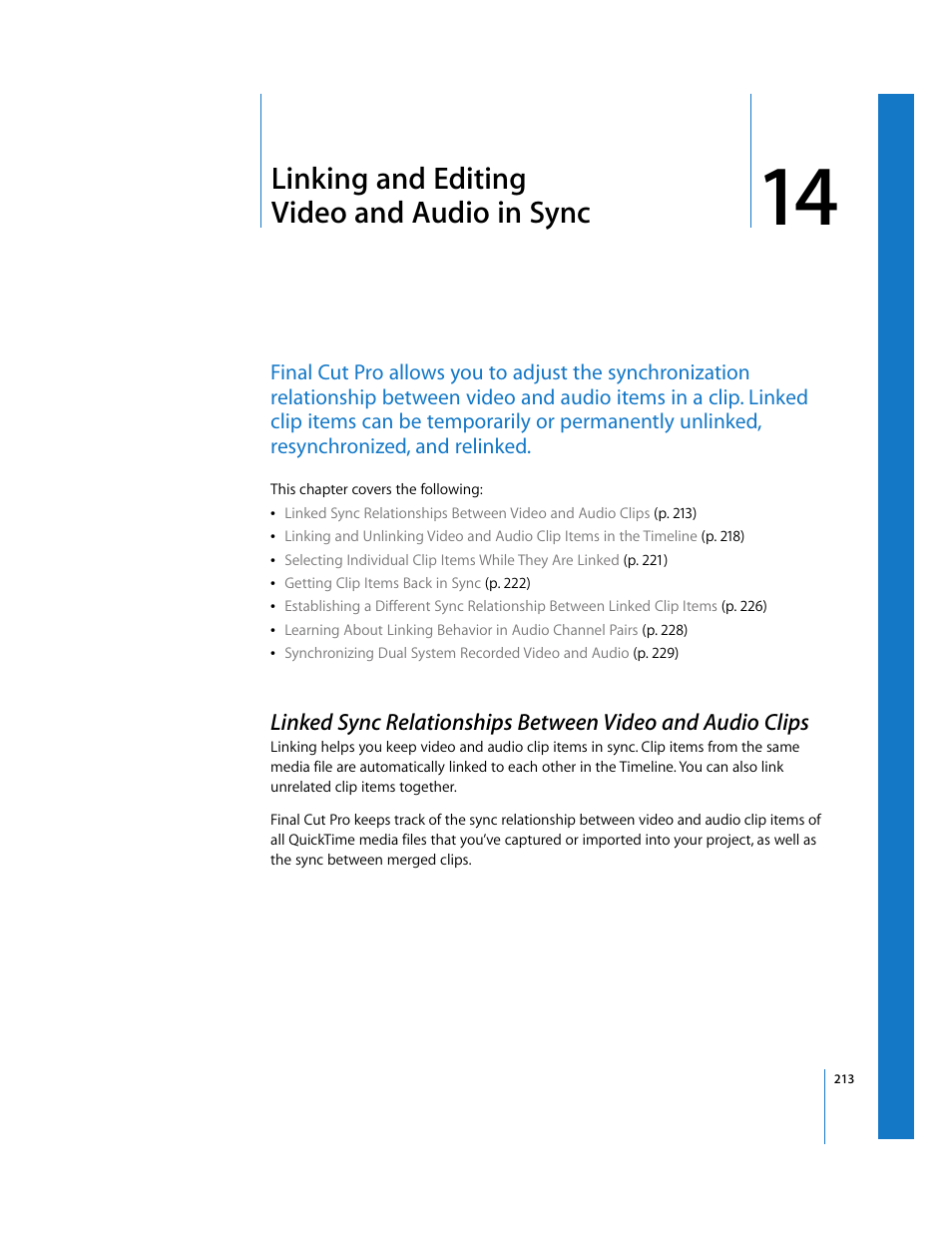 Linking and editing videoandaudio in sync, Chapter 14, Linking and editing video and audio in sync | Apple Final Cut Pro 6 User Manual | Page 546 / 2033