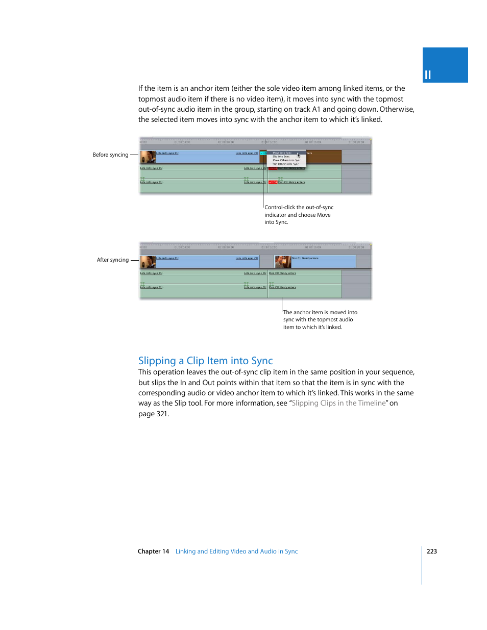 Slipping a clip item into sync | Apple Final Cut Pro 6 User Manual | Page 556 / 2033