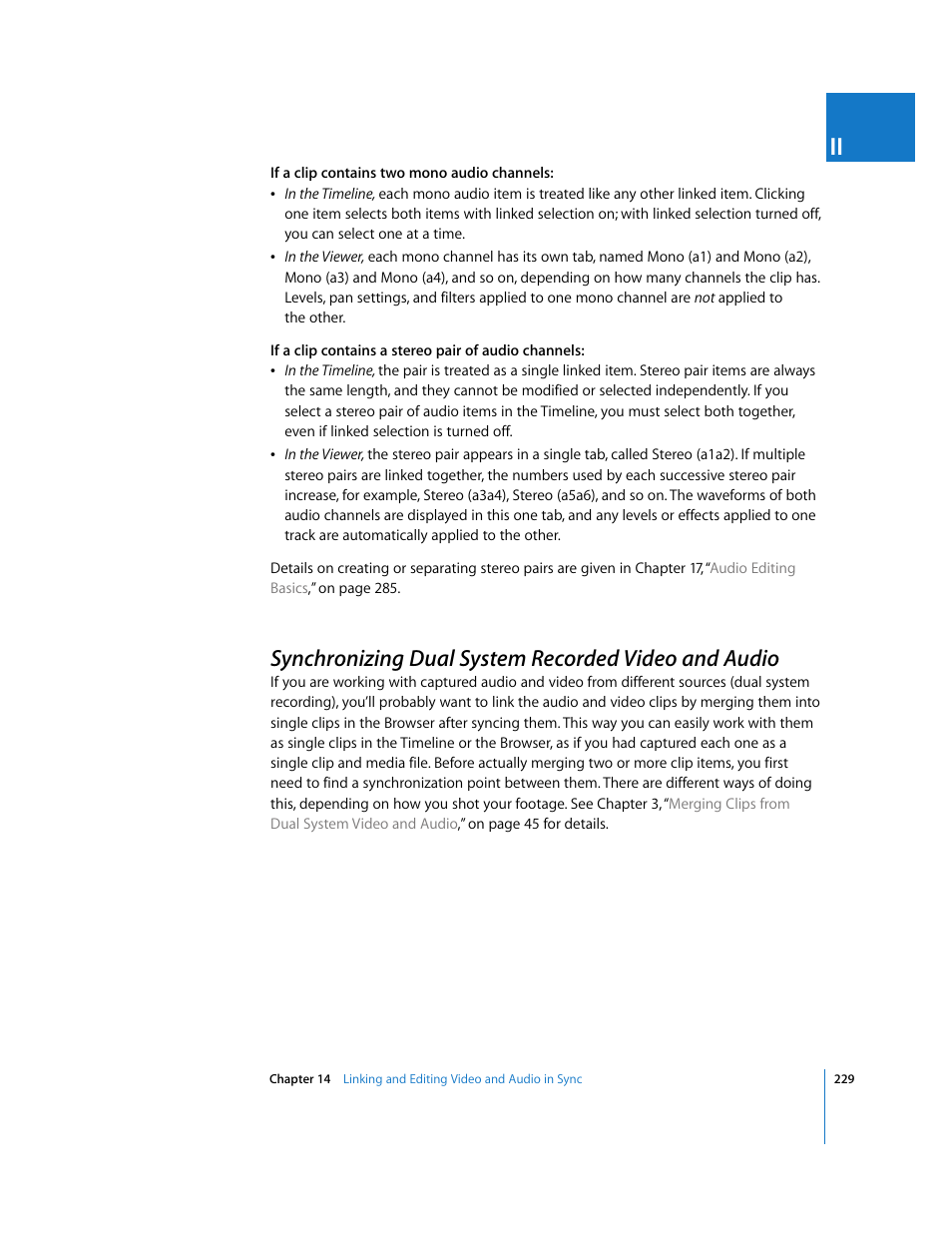 Synchronizing dual system recorded video and audio, P. 229) | Apple Final Cut Pro 6 User Manual | Page 562 / 2033