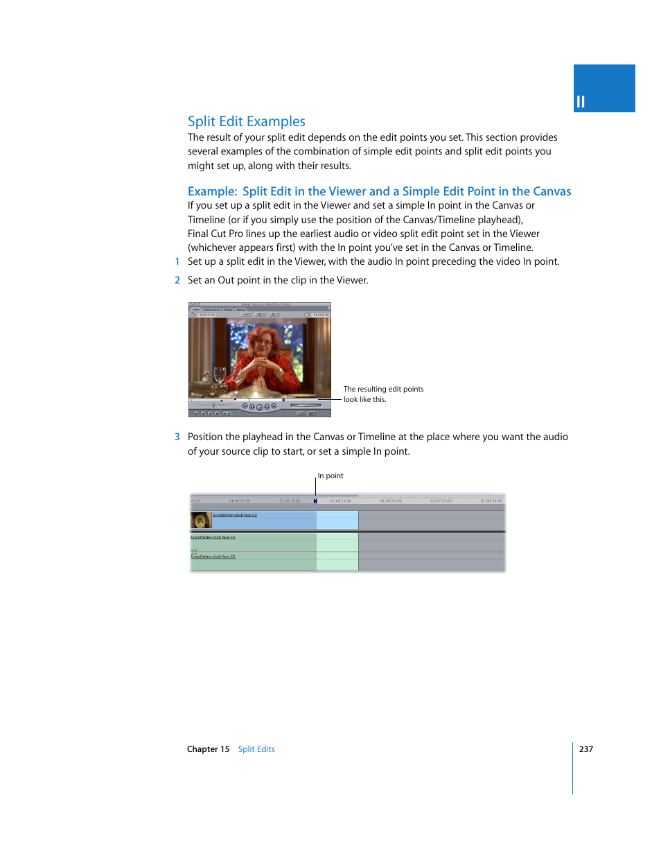 Split edit examples, P. 237) | Apple Final Cut Pro 6 User Manual | Page 570 / 2033