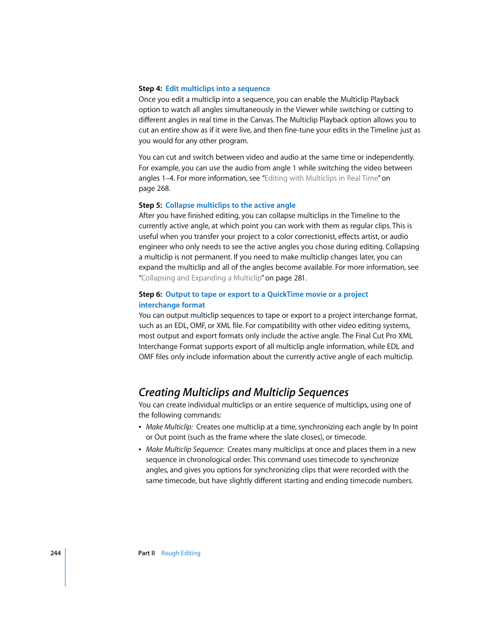 Creating multiclips and multiclip sequences, P. 244) | Apple Final Cut Pro 6 User Manual | Page 577 / 2033