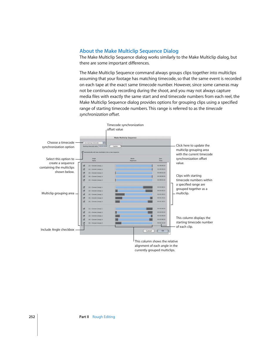 About the make multiclip sequence dialog | Apple Final Cut Pro 6 User Manual | Page 585 / 2033