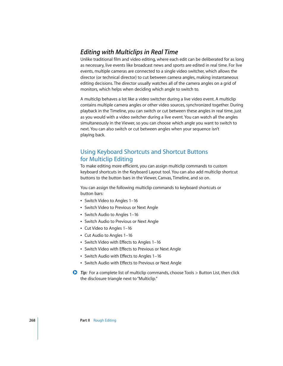 Editing with multiclips in real time, P. 268) | Apple Final Cut Pro 6 User Manual | Page 601 / 2033