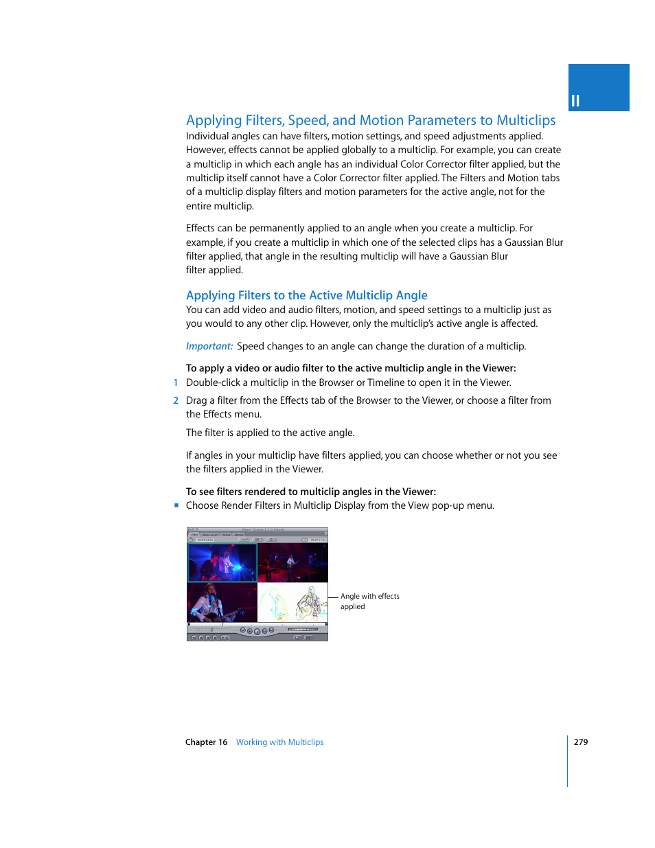 Applying filters to the active multiclip angle | Apple Final Cut Pro 6 User Manual | Page 612 / 2033