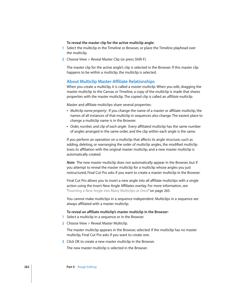 About multiclip master-affiliate relationships | Apple Final Cut Pro 6 User Manual | Page 615 / 2033