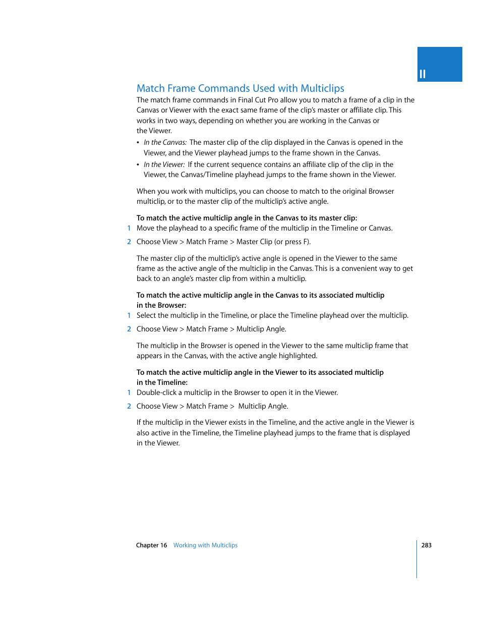 Match frame commands used with multiclips | Apple Final Cut Pro 6 User Manual | Page 616 / 2033