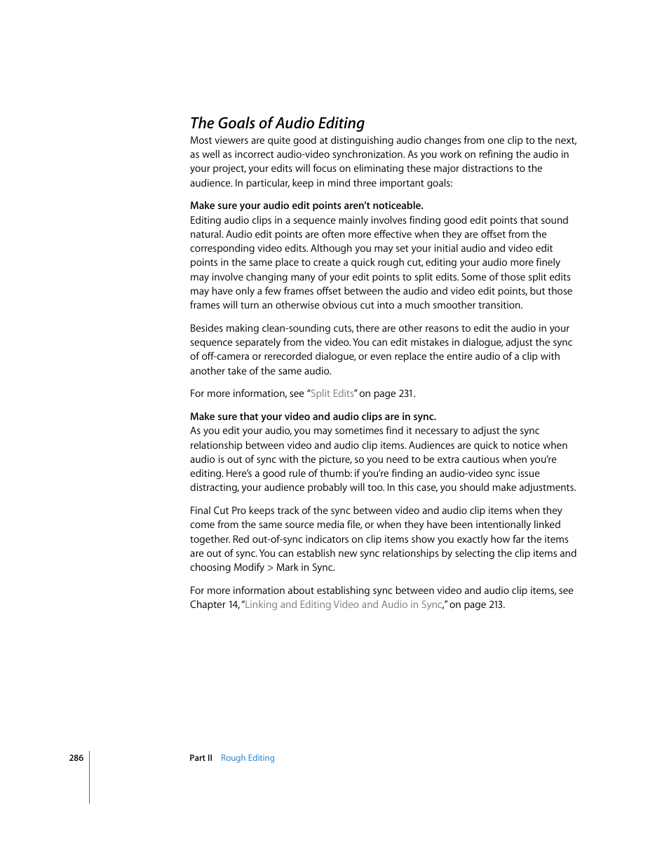 The goals of audio editing, P. 286) | Apple Final Cut Pro 6 User Manual | Page 619 / 2033