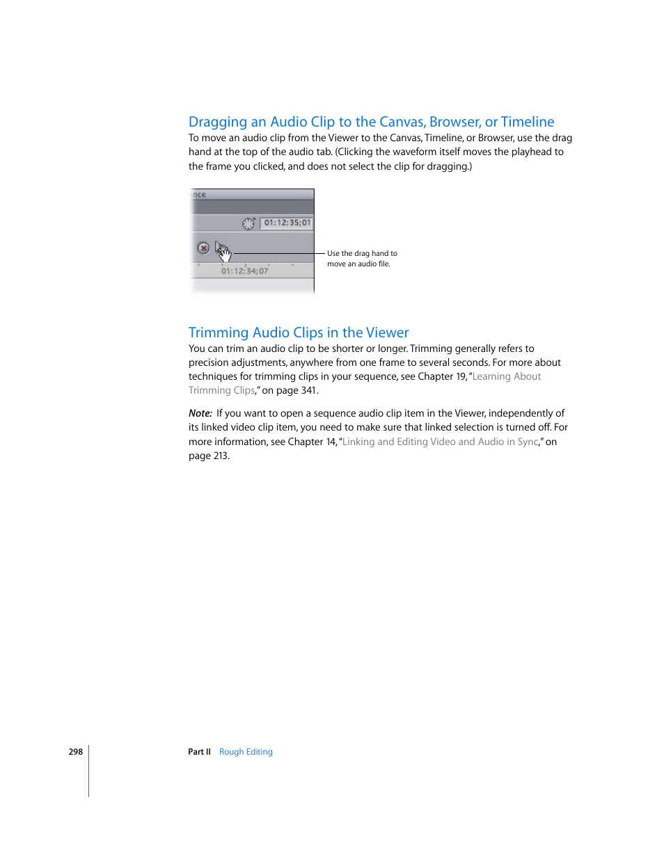 Trimming audio clips in the viewer | Apple Final Cut Pro 6 User Manual | Page 631 / 2033