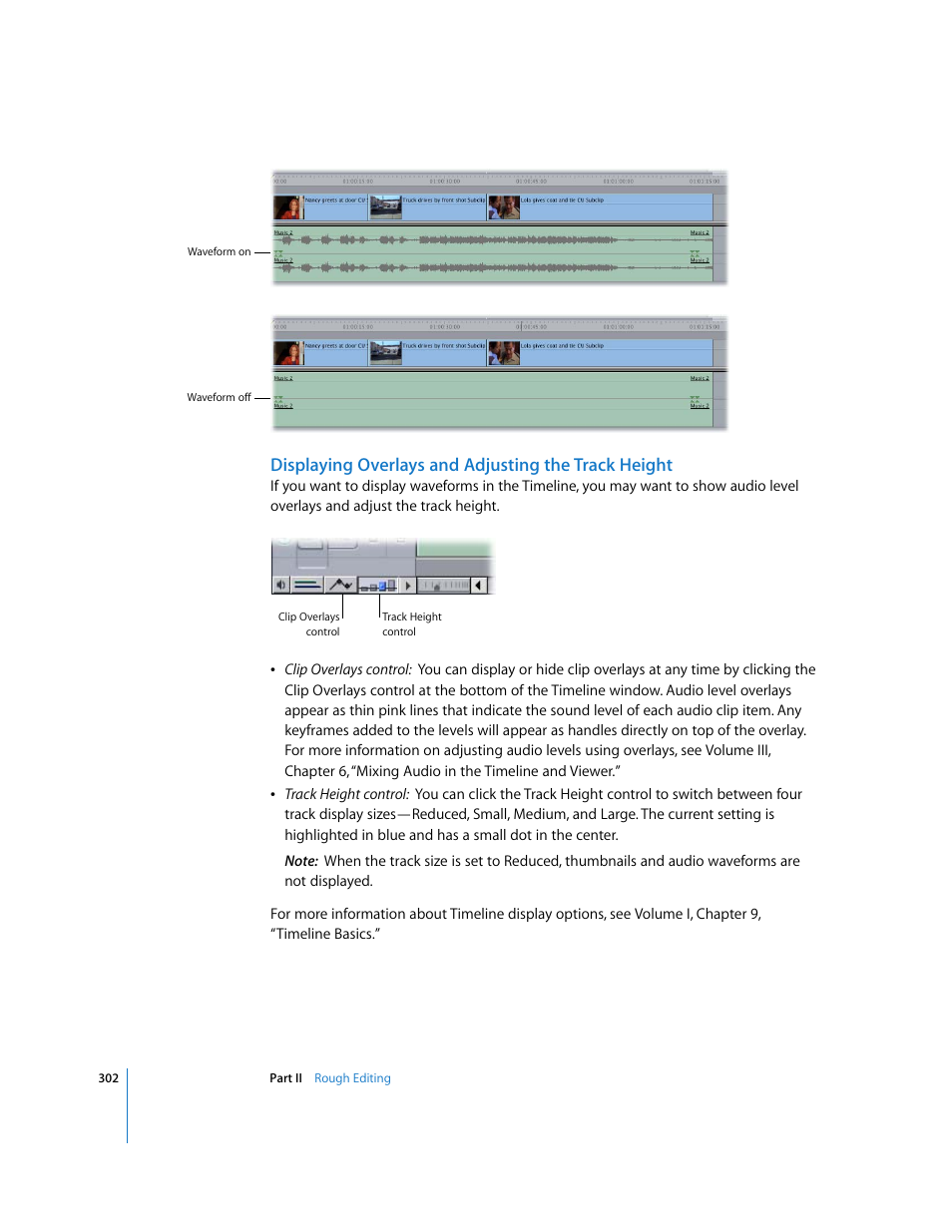 Displaying overlays and adjusting the track height | Apple Final Cut Pro 6 User Manual | Page 635 / 2033