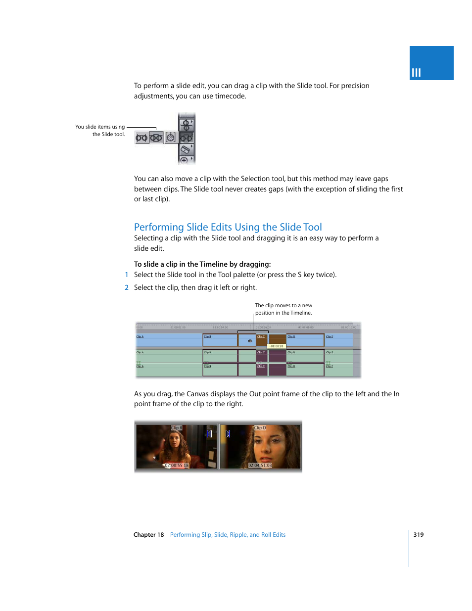 Performing slide edits using the slide tool | Apple Final Cut Pro 6 User Manual | Page 652 / 2033