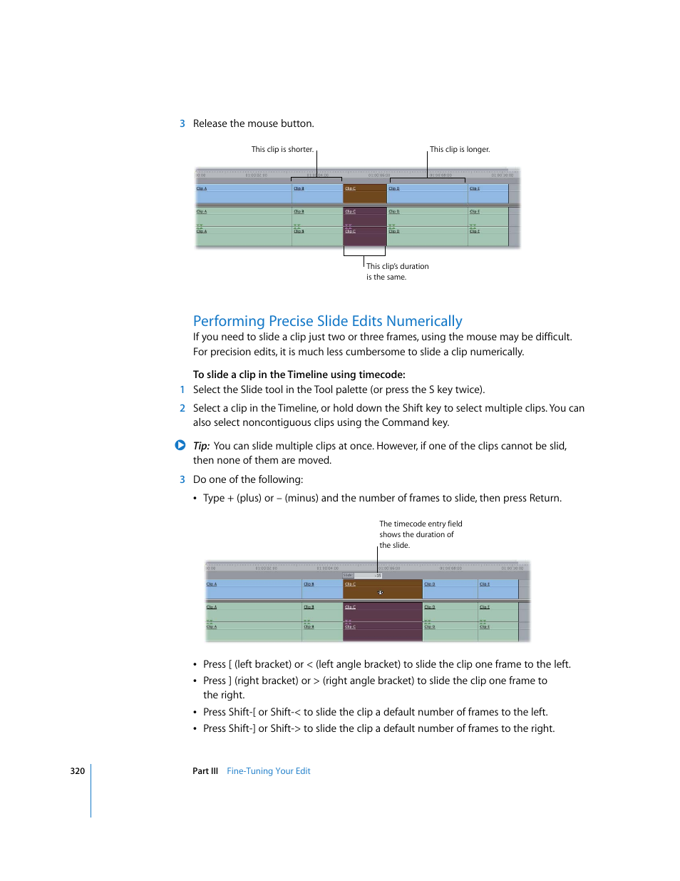 Performing precise slide edits numerically | Apple Final Cut Pro 6 User Manual | Page 653 / 2033