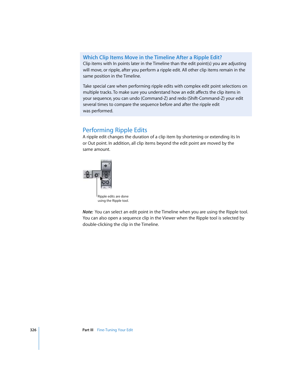 Performing ripple edits | Apple Final Cut Pro 6 User Manual | Page 659 / 2033