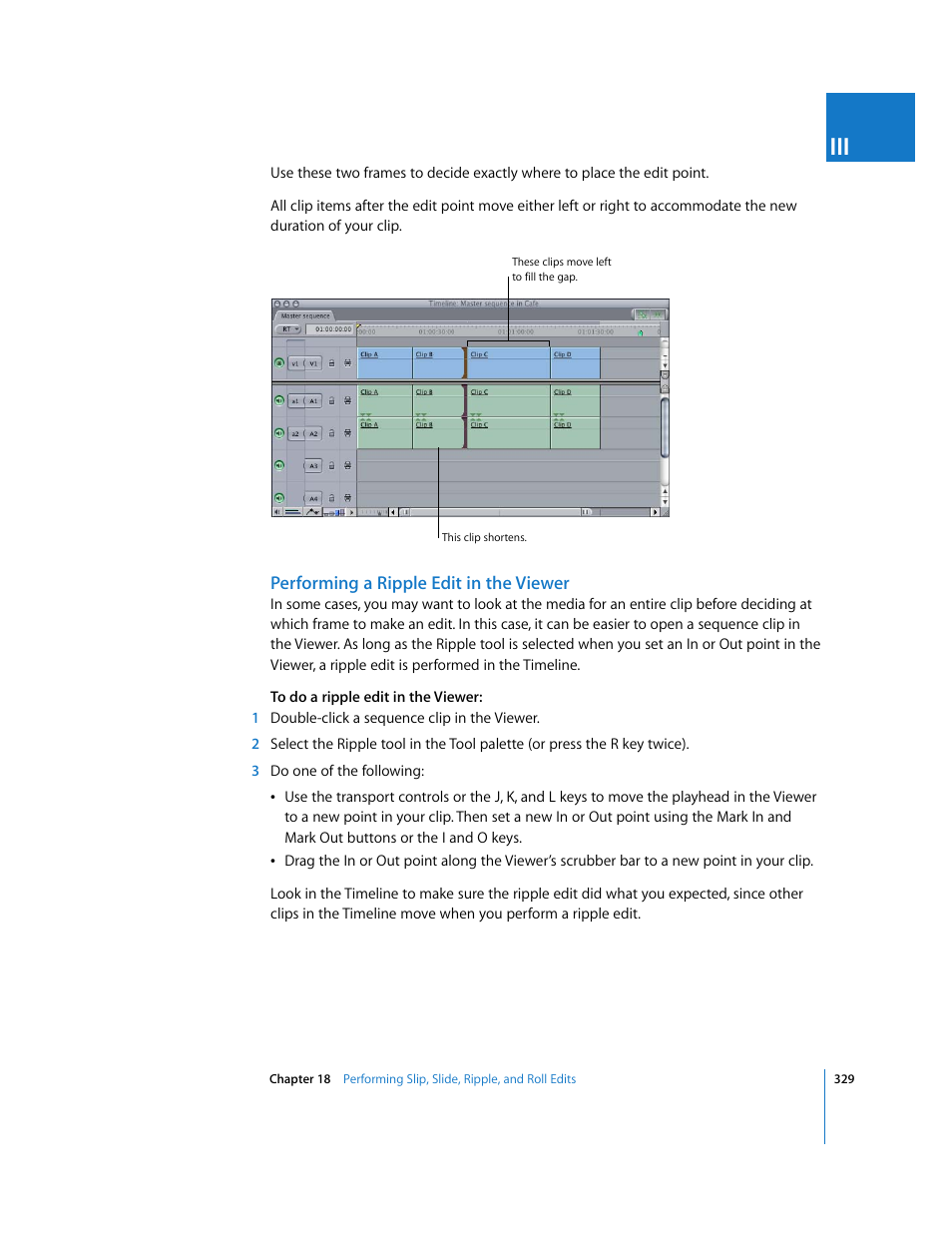 Performing a ripple edit in the viewer | Apple Final Cut Pro 6 User Manual | Page 662 / 2033