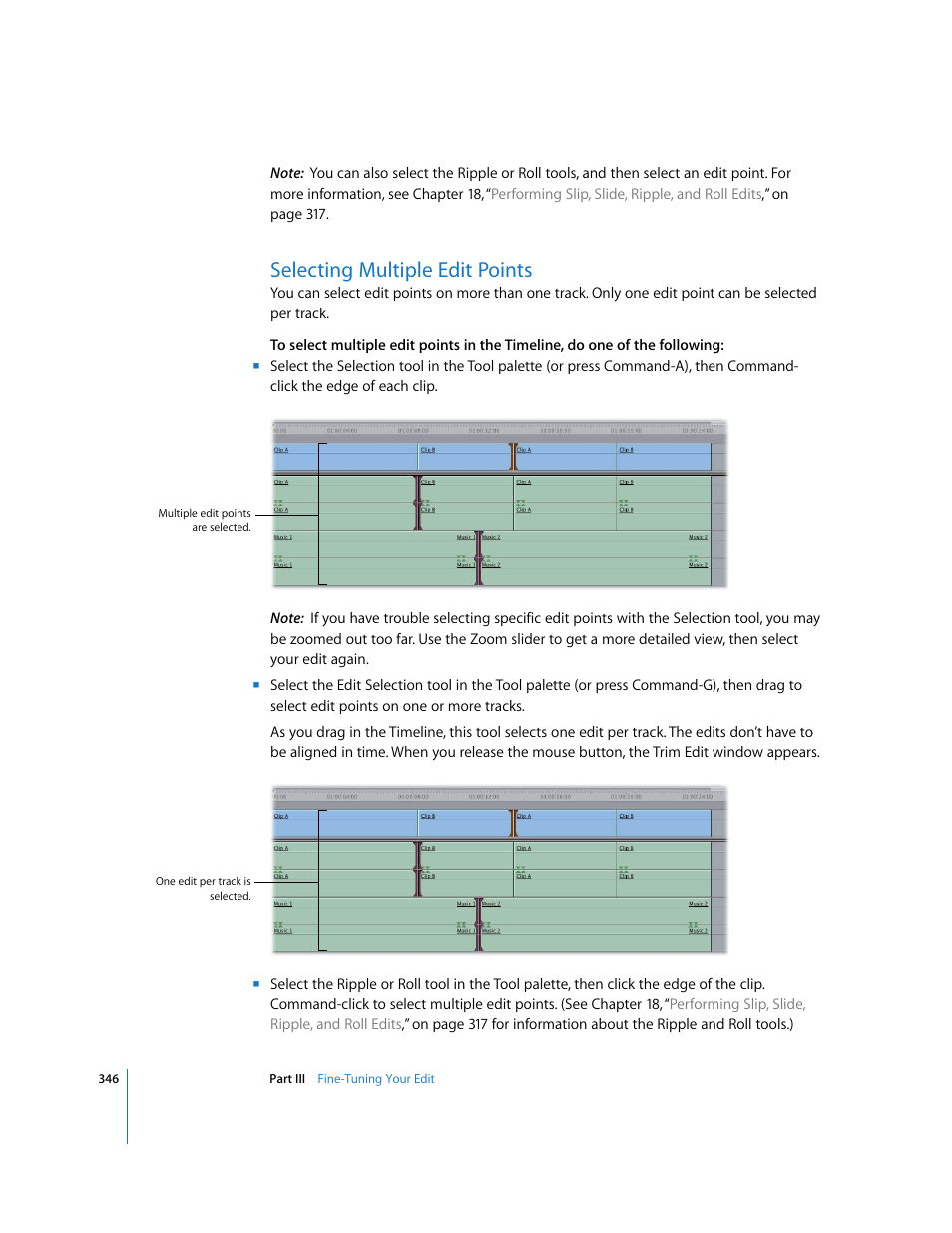 Selecting multiple edit points | Apple Final Cut Pro 6 User Manual | Page 679 / 2033