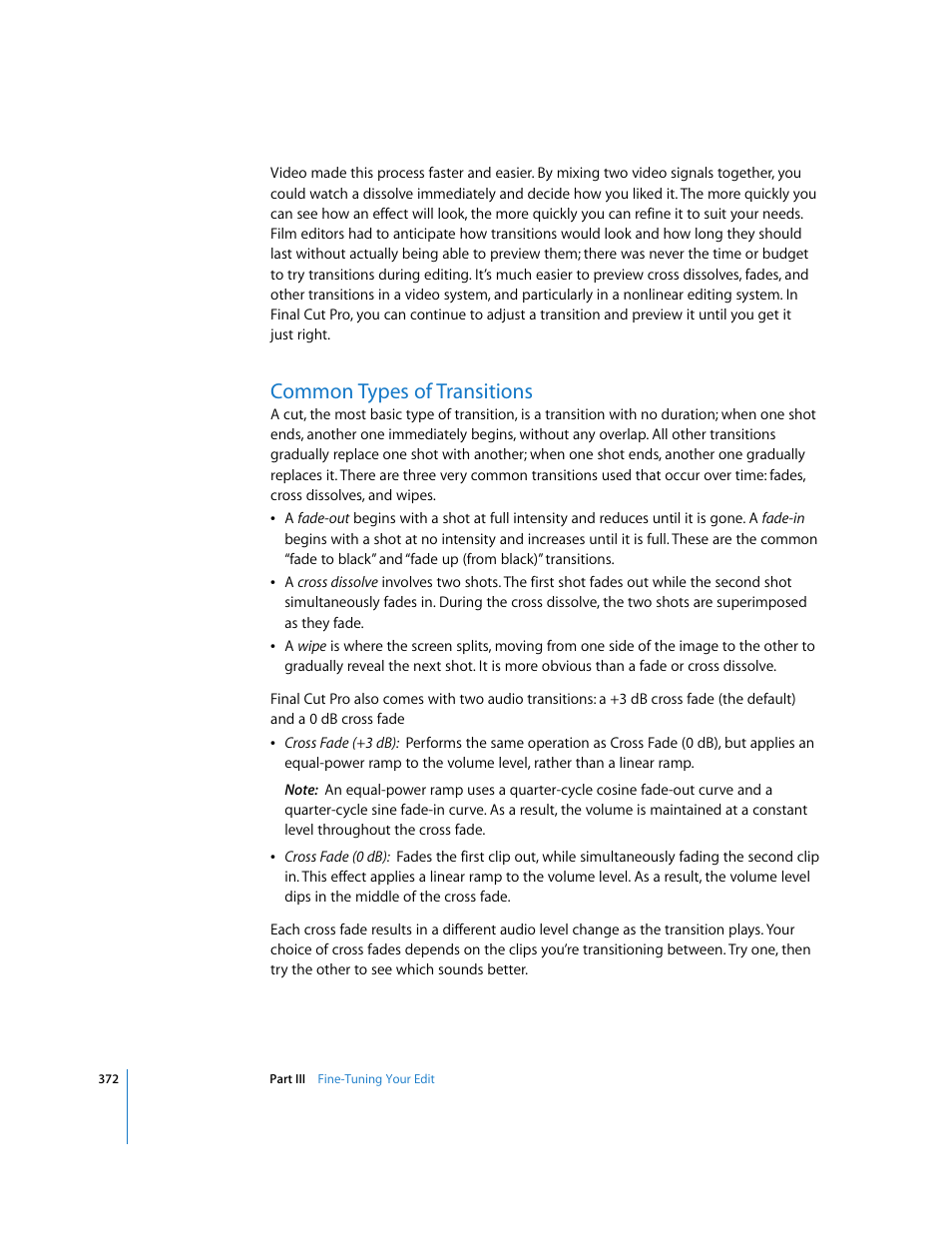 Common types of transitions | Apple Final Cut Pro 6 User Manual | Page 705 / 2033