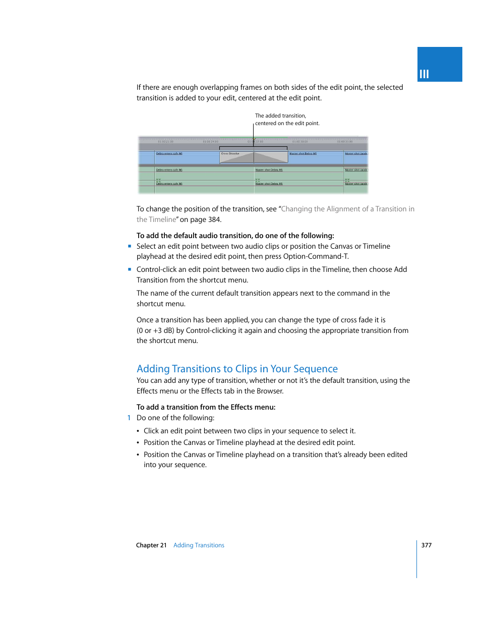 Adding transitions to clips in your sequence | Apple Final Cut Pro 6 User Manual | Page 710 / 2033