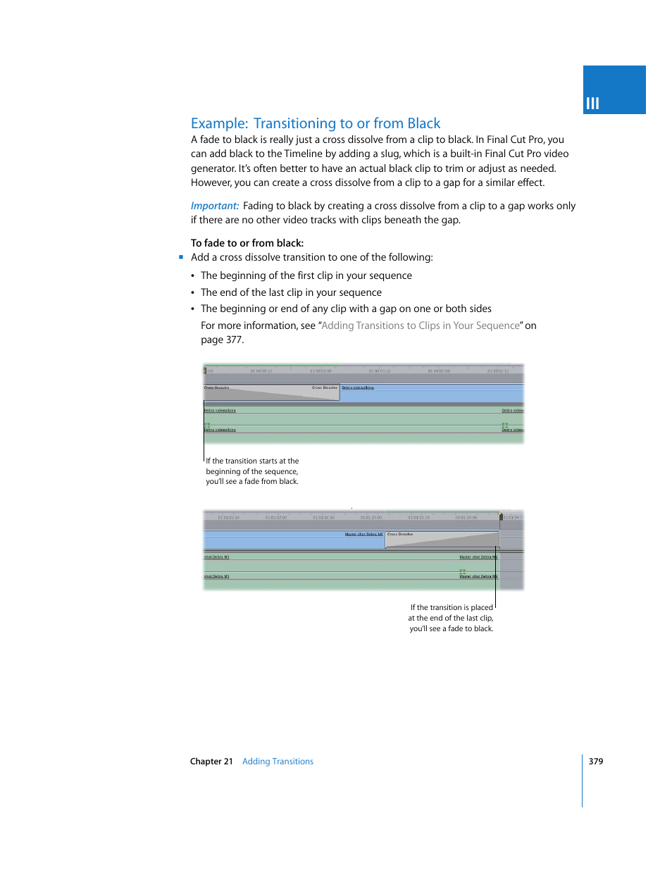 Example:transitioning to or from black, Example: transitioning to or from black | Apple Final Cut Pro 6 User Manual | Page 712 / 2033