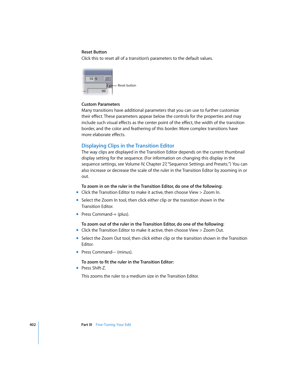 Displaying clips in the transition editor | Apple Final Cut Pro 6 User Manual | Page 735 / 2033