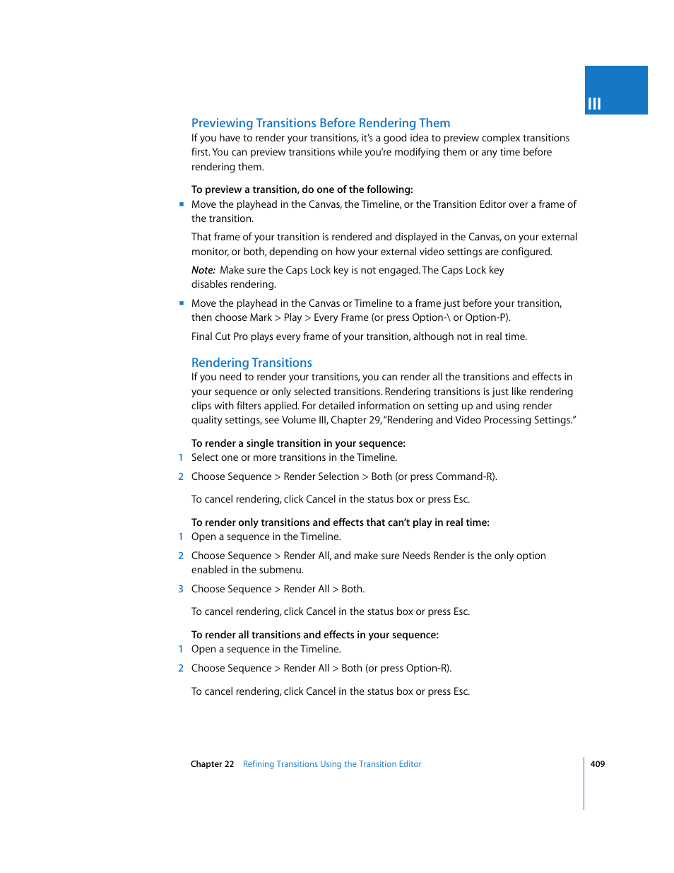 Previewing transitions before rendering them, Rendering transitions | Apple Final Cut Pro 6 User Manual | Page 742 / 2033