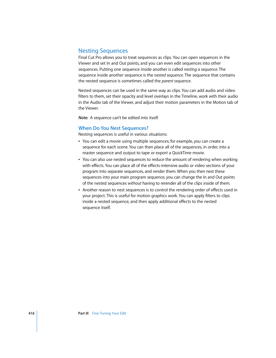 Nesting sequences, When do you nest sequences, P. 416) | Apple Final Cut Pro 6 User Manual | Page 749 / 2033