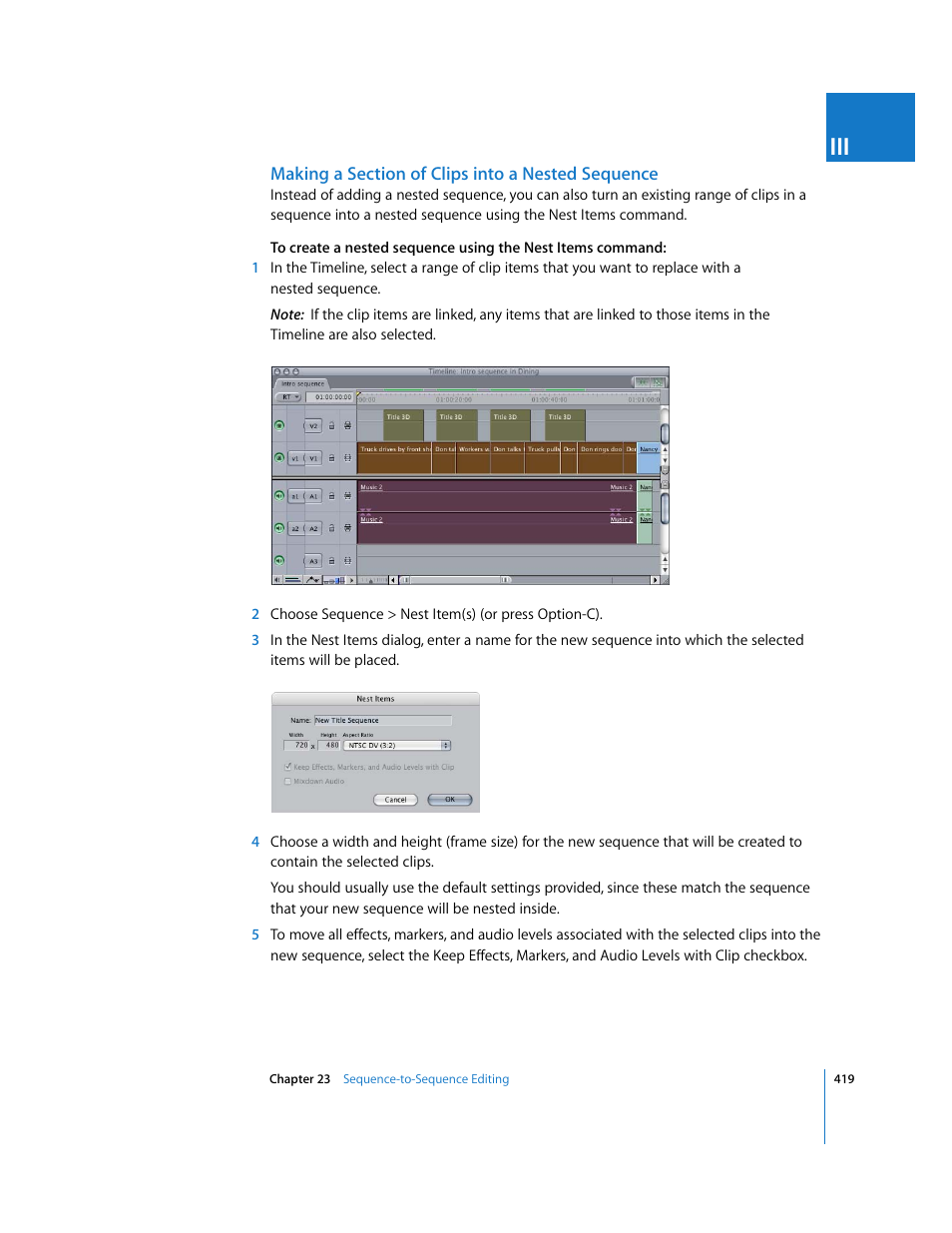 Making a section of clips into a nested sequence | Apple Final Cut Pro 6 User Manual | Page 752 / 2033