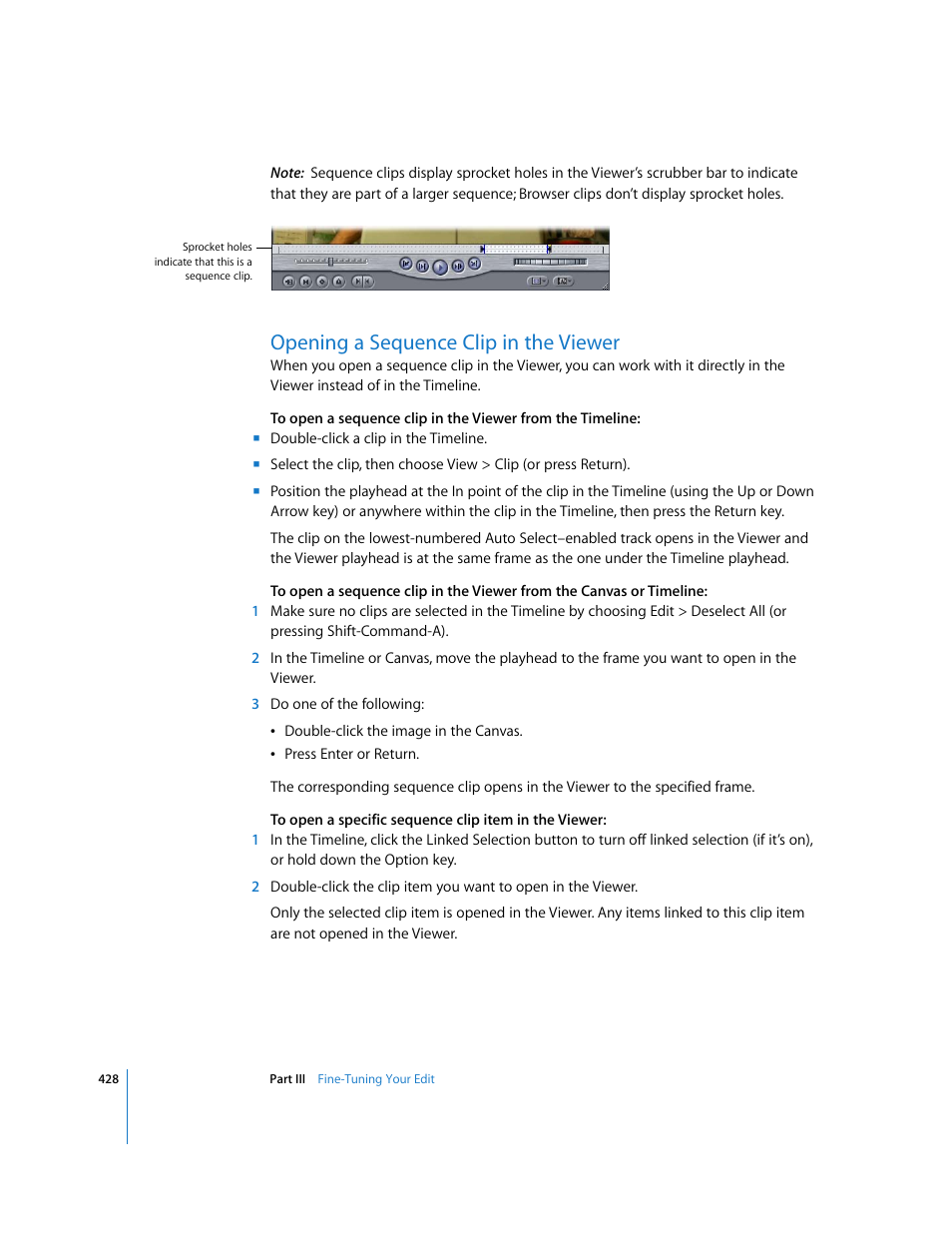 Opening a sequence clip in the viewer | Apple Final Cut Pro 6 User Manual | Page 761 / 2033