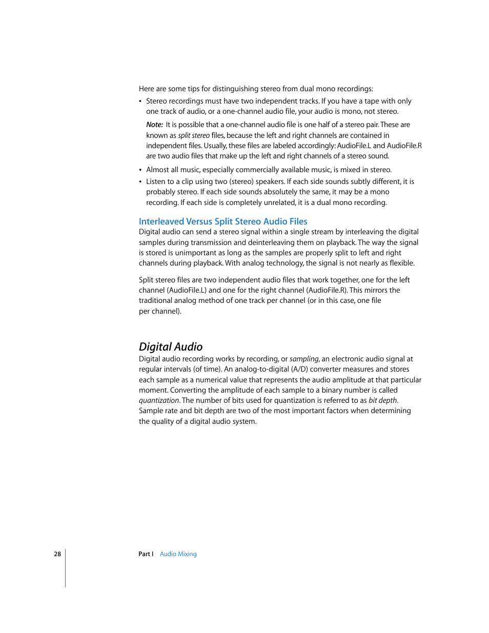 Interleaved versus split stereo audio files, Digital audio, P. 28) | Apple Final Cut Pro 6 User Manual | Page 813 / 2033