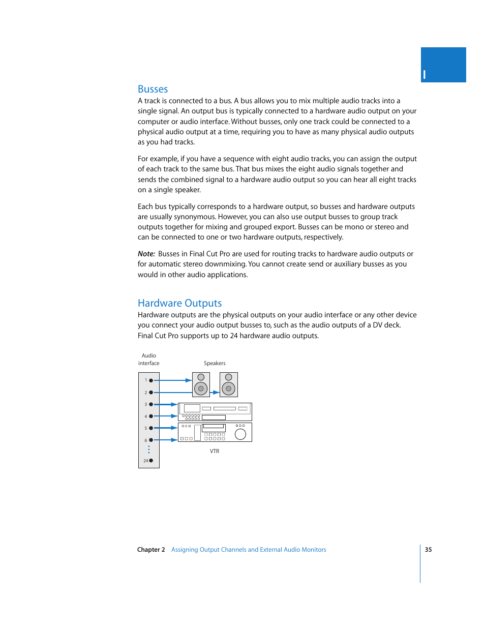 Busses, Hardware outputs | Apple Final Cut Pro 6 User Manual | Page 820 / 2033