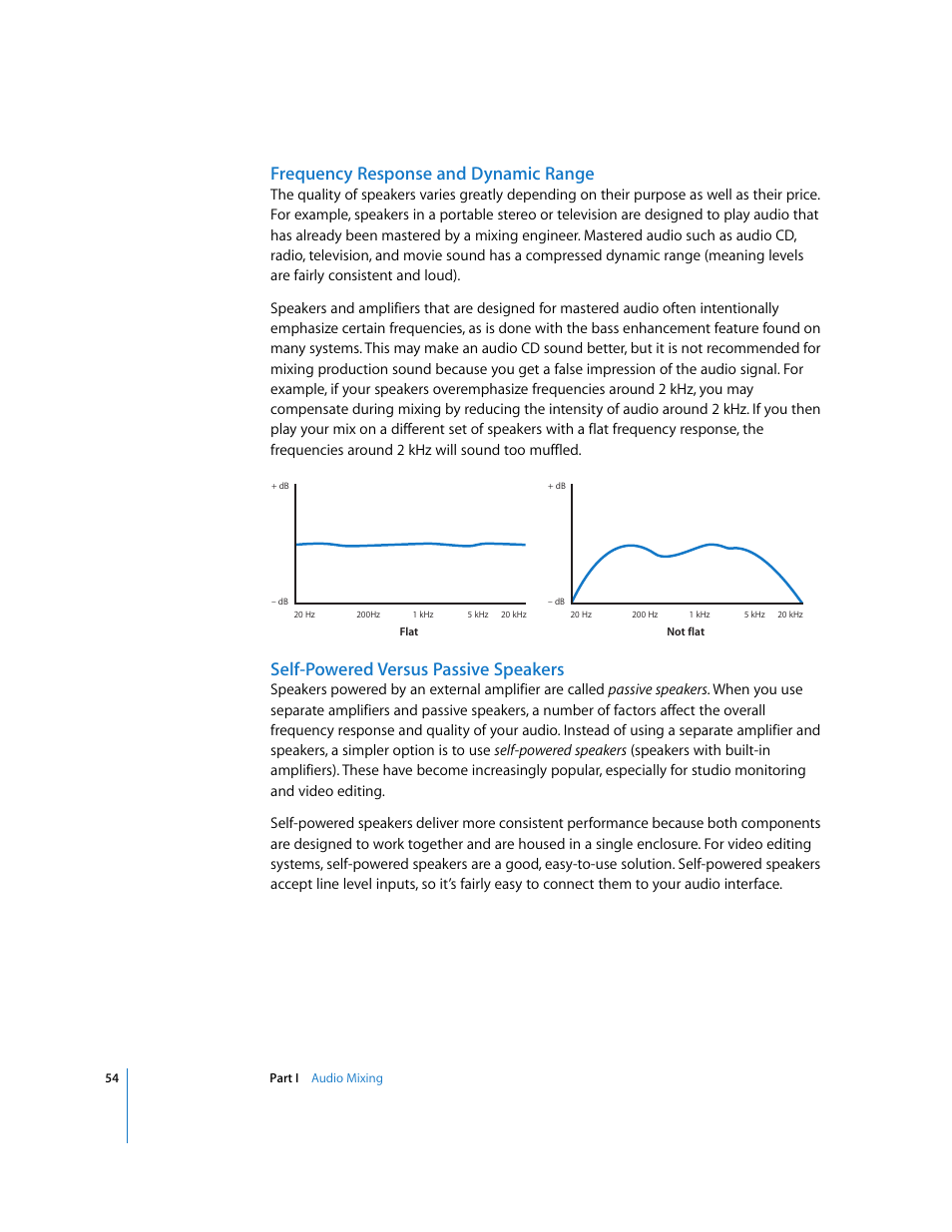 Frequency response and dynamic range, Self-powered versus passive speakers | Apple Final Cut Pro 6 User Manual | Page 839 / 2033