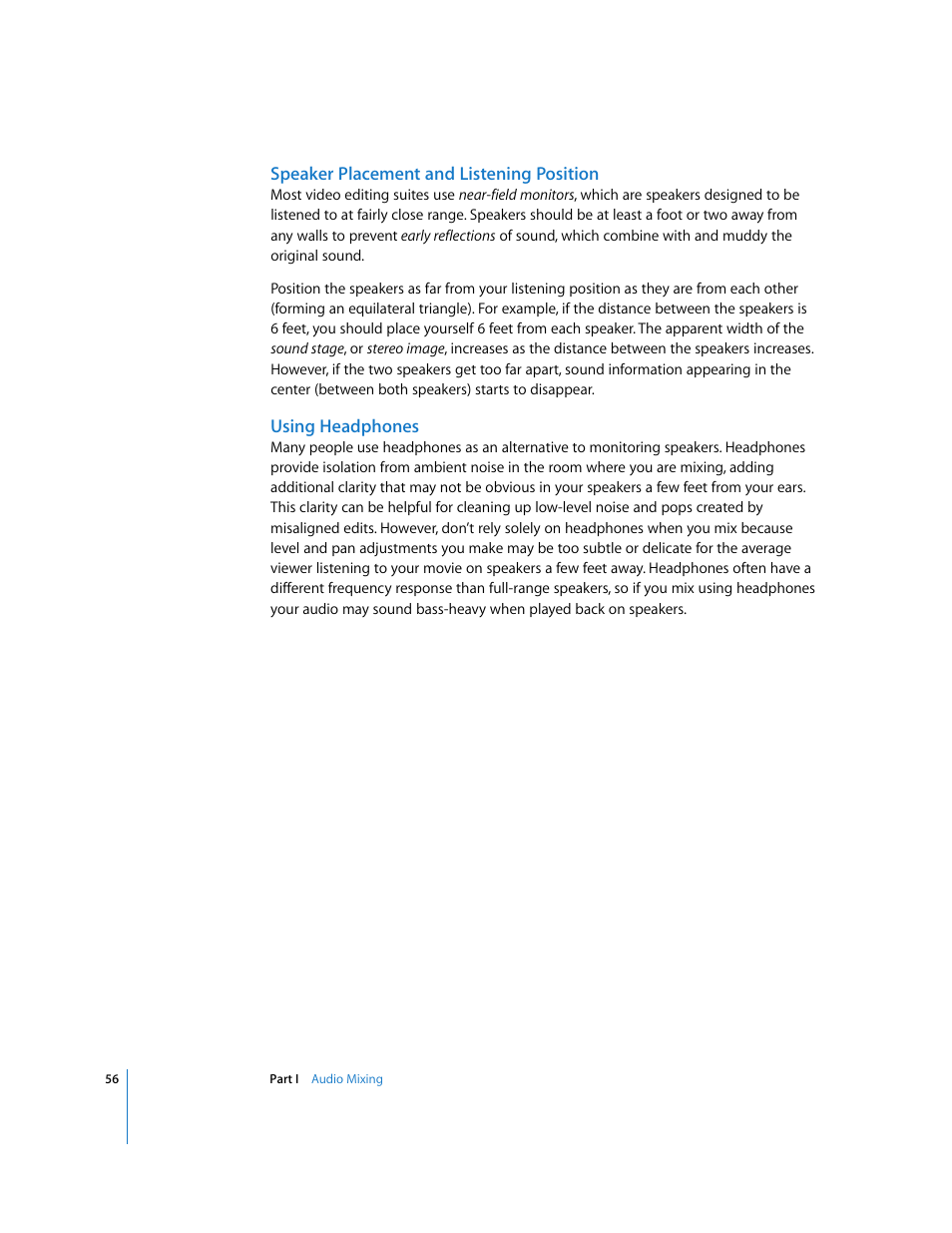Speaker placement and listening position, Using headphones | Apple Final Cut Pro 6 User Manual | Page 841 / 2033