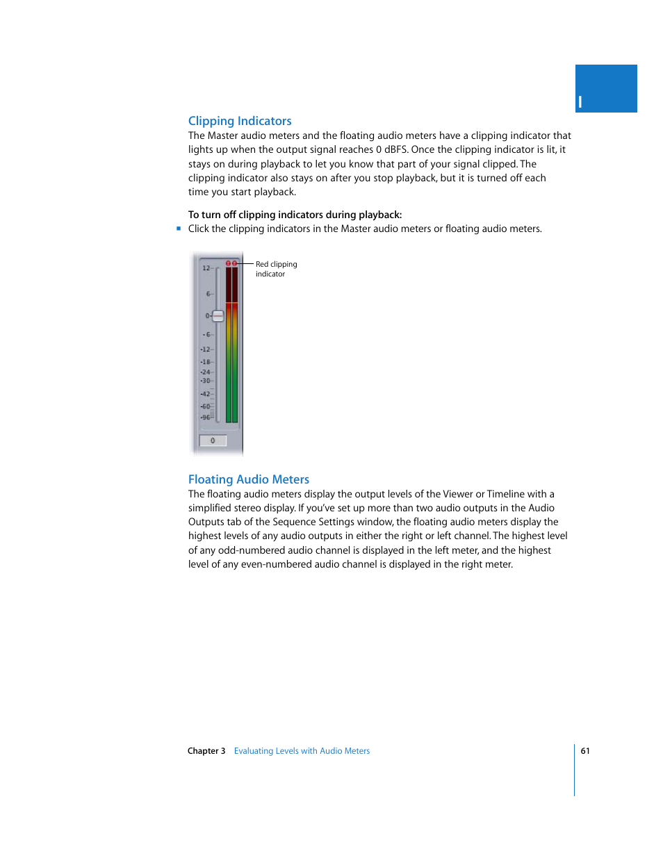 Clipping indicators, Floating audio meters | Apple Final Cut Pro 6 User Manual | Page 846 / 2033