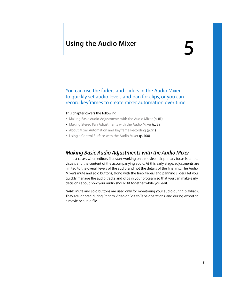 Using the audio mixer, Chapter 5 | Apple Final Cut Pro 6 User Manual | Page 866 / 2033