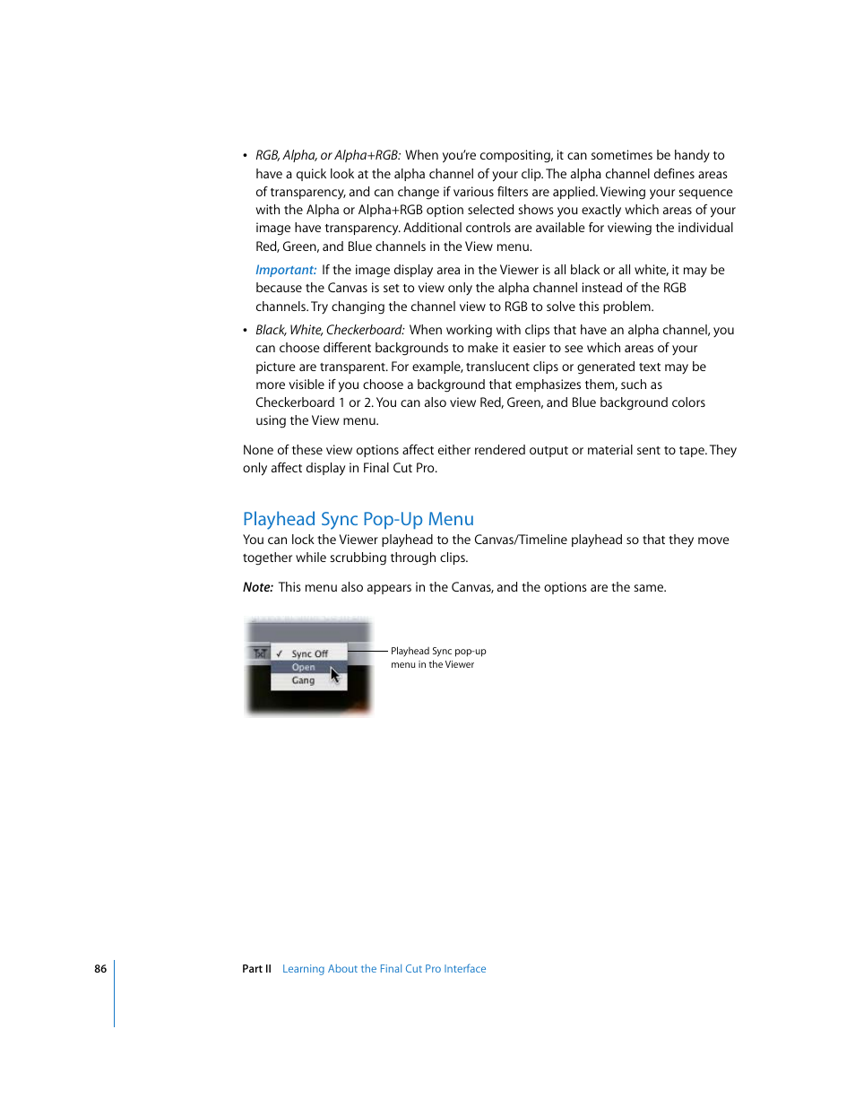 Playhead sync pop-up menu, P. 86) | Apple Final Cut Pro 6 User Manual | Page 87 / 2033
