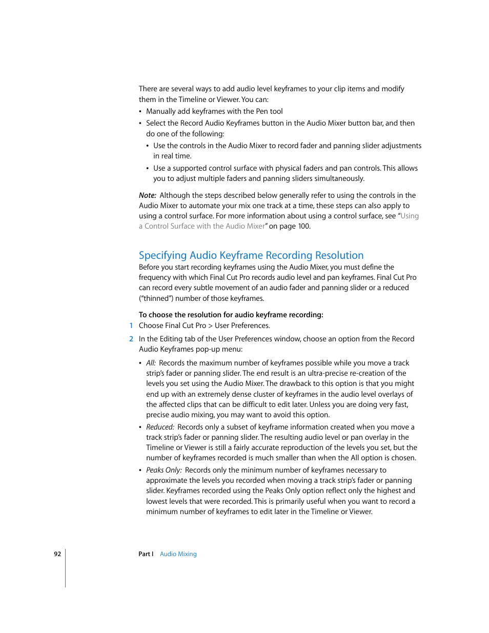 Specifying audio keyframe recording resolution | Apple Final Cut Pro 6 User Manual | Page 877 / 2033