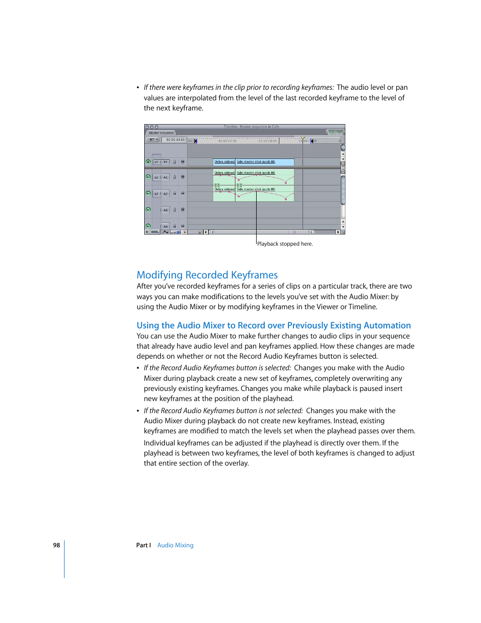 Modifying recorded keyframes | Apple Final Cut Pro 6 User Manual | Page 883 / 2033