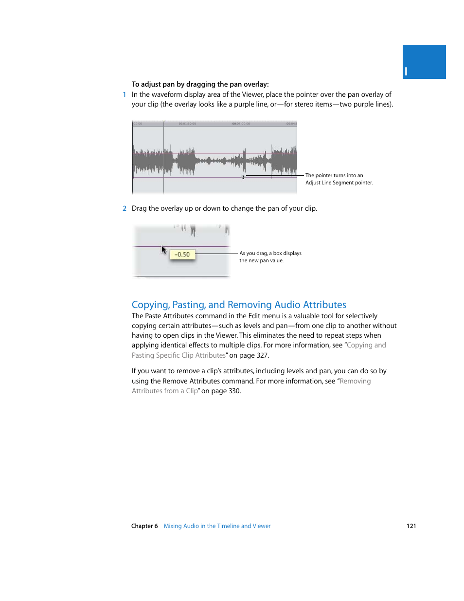 Copying, pasting, and removing audio attributes | Apple Final Cut Pro 6 User Manual | Page 906 / 2033